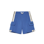 Palm Angels Kids Short Cargo Blu con Logo per Bambini