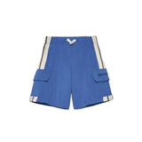 Palm Angels Kids Short Cargo Blu con Logo per Bambini
