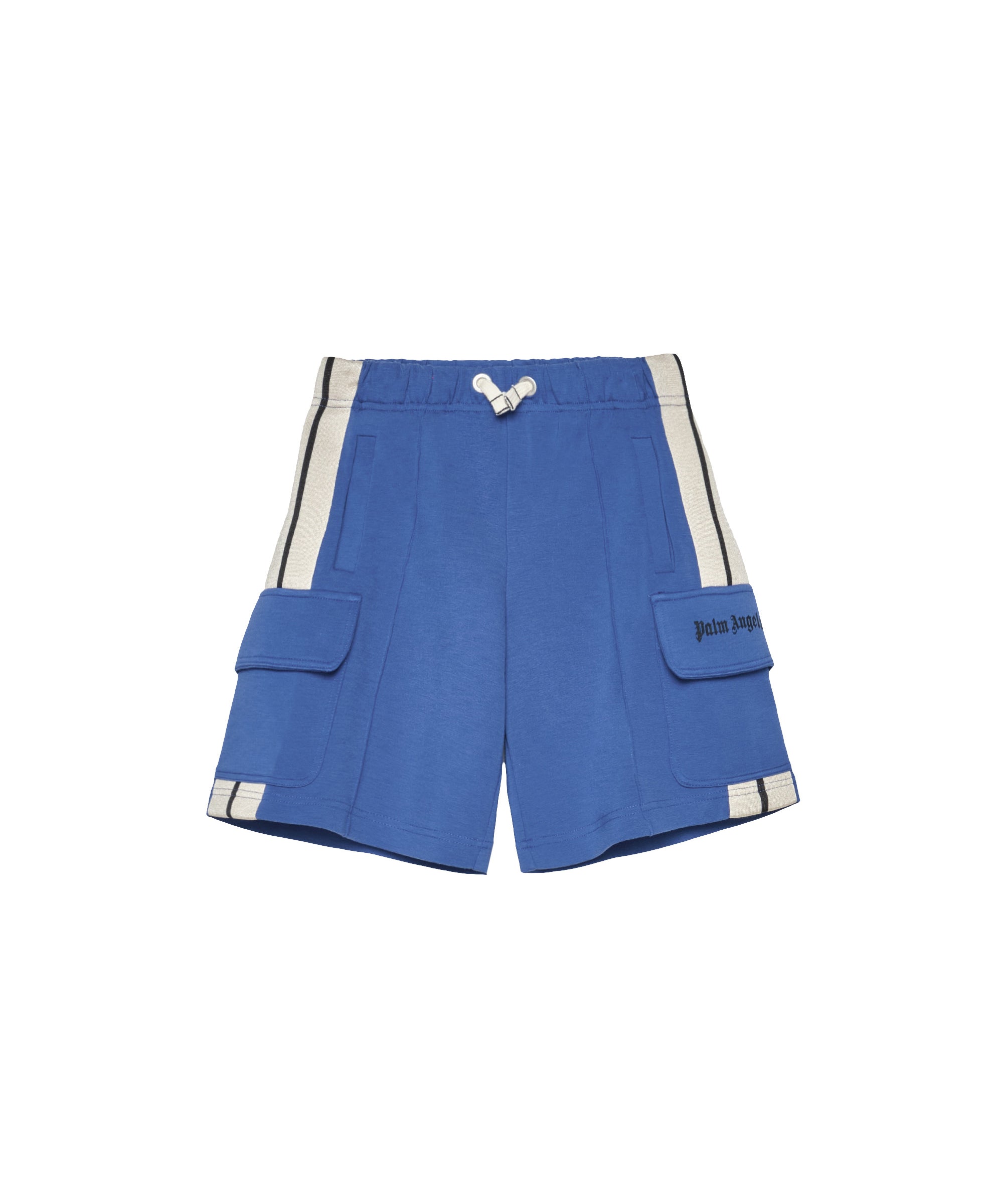 Palm Angels Kids Short Cargo Blu con Logo per Bambini