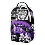 Sprayground Kids Zaino Unisex Think On It Nero e Viola con Stampa Tigre, Shark Mouth e Graffiti