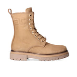 Elisabetta Franchi La Mia Bambina Anfibi Beige in Camoscio con Lacci e Logo per Bambine