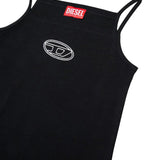 Diesel Kids Abito Nero con Logo Oval-D per Bambine