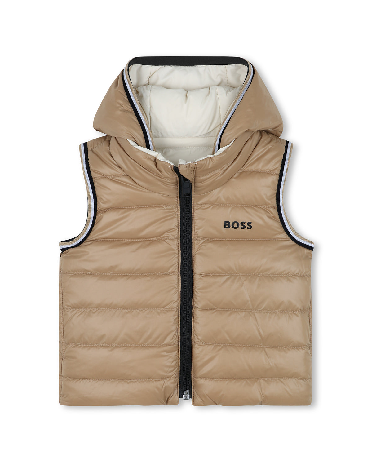 Boss Kids Bomber Smanicato Sabbia con Cappuccio e Zip per Neonati