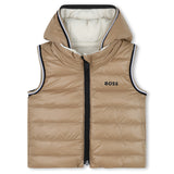 Boss Kids Bomber Smanicato Sabbia con Cappuccio e Zip per Neonati