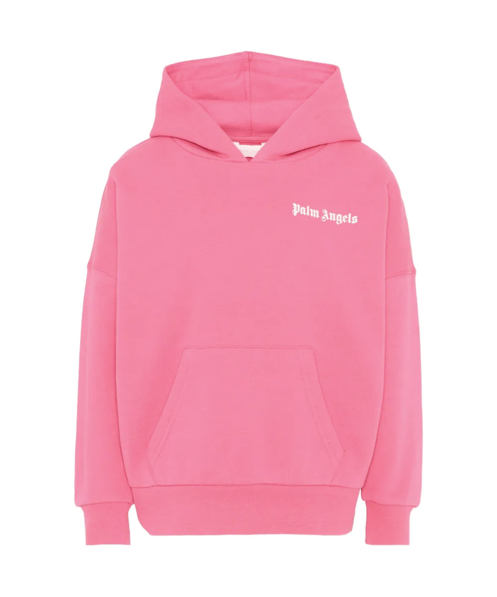 Palm Angels Kids Felpa Fucsia con Stampa Logo per Bambine