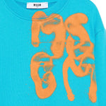 MSGM Kids Felpa Turchese con Stampa Graffiti per Bambini (dettaglio)