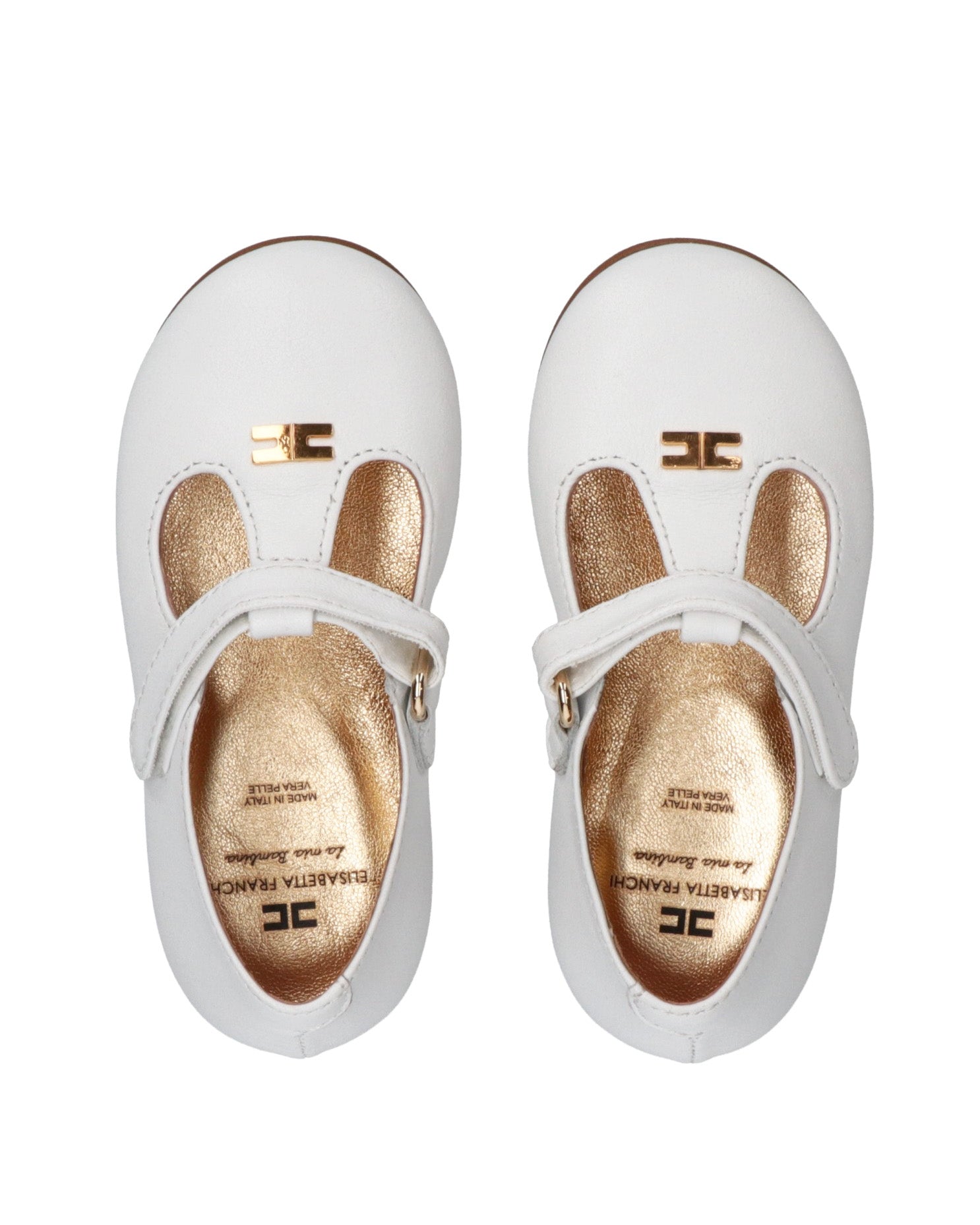 Elisabetta Franchi La Mia Bambina Ballerina Bianco/Oro con Logo per Neonate