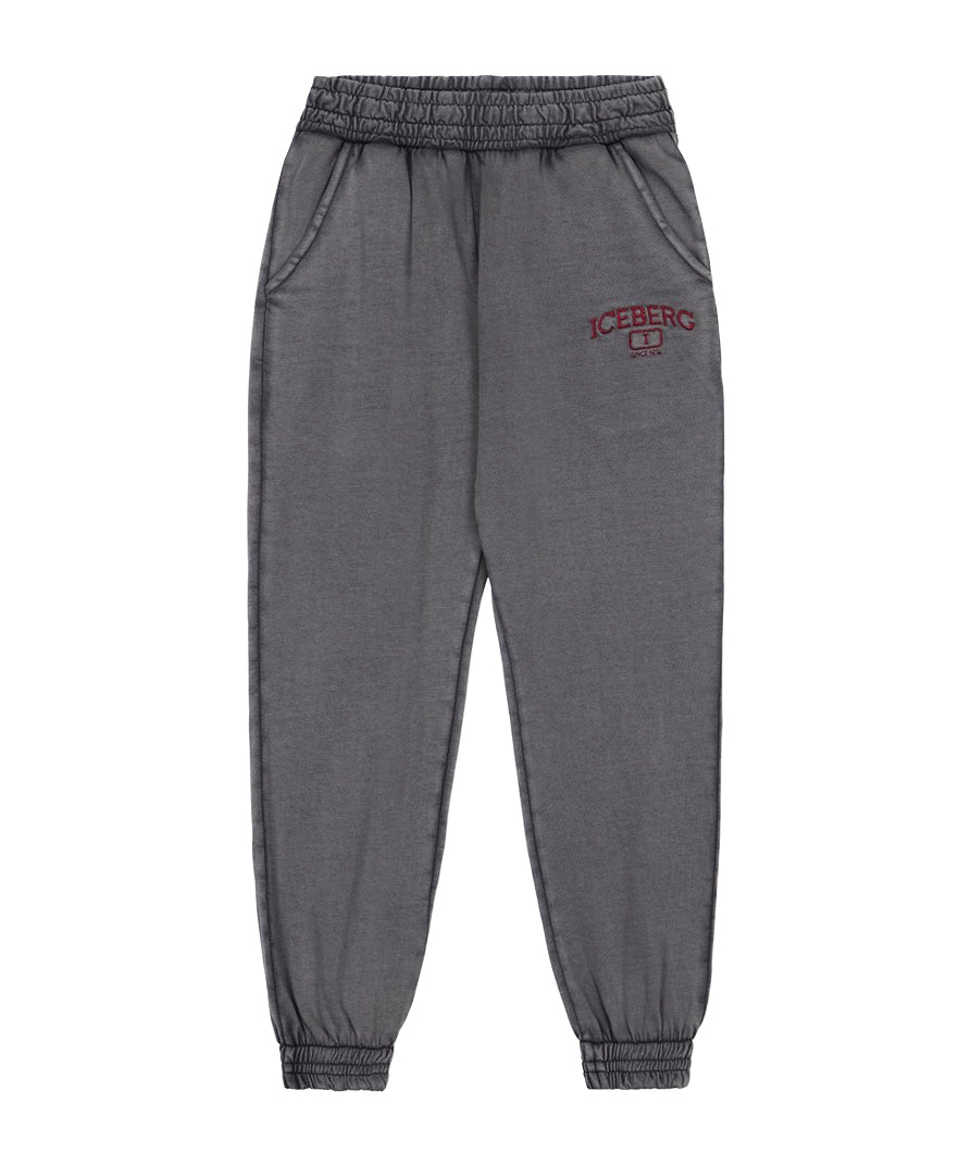 Iceberg Kids Pantaloni Joggers Piombo con Logo in Rilievo per Bambini