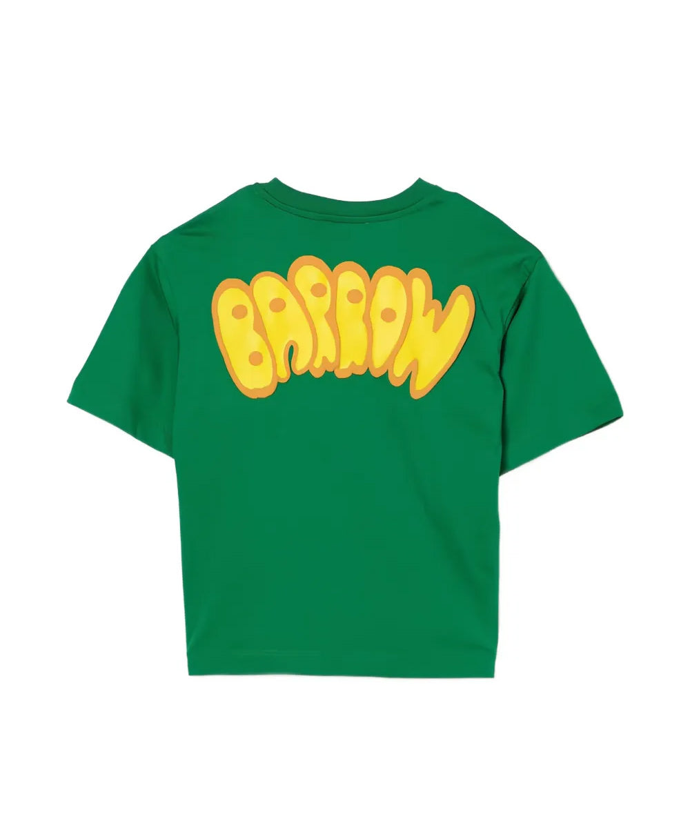 Barrow Kids T-Shirt Verde con Stampa Logo per Bambini