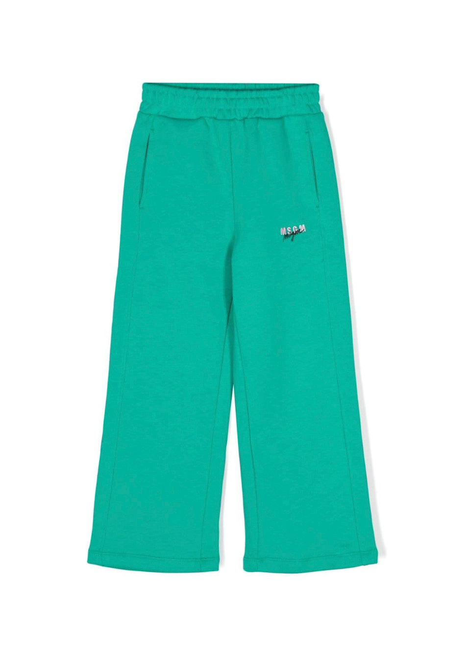 MSGM Kids Pantaloni in Tuta Verdi Wide Leg per Bambine