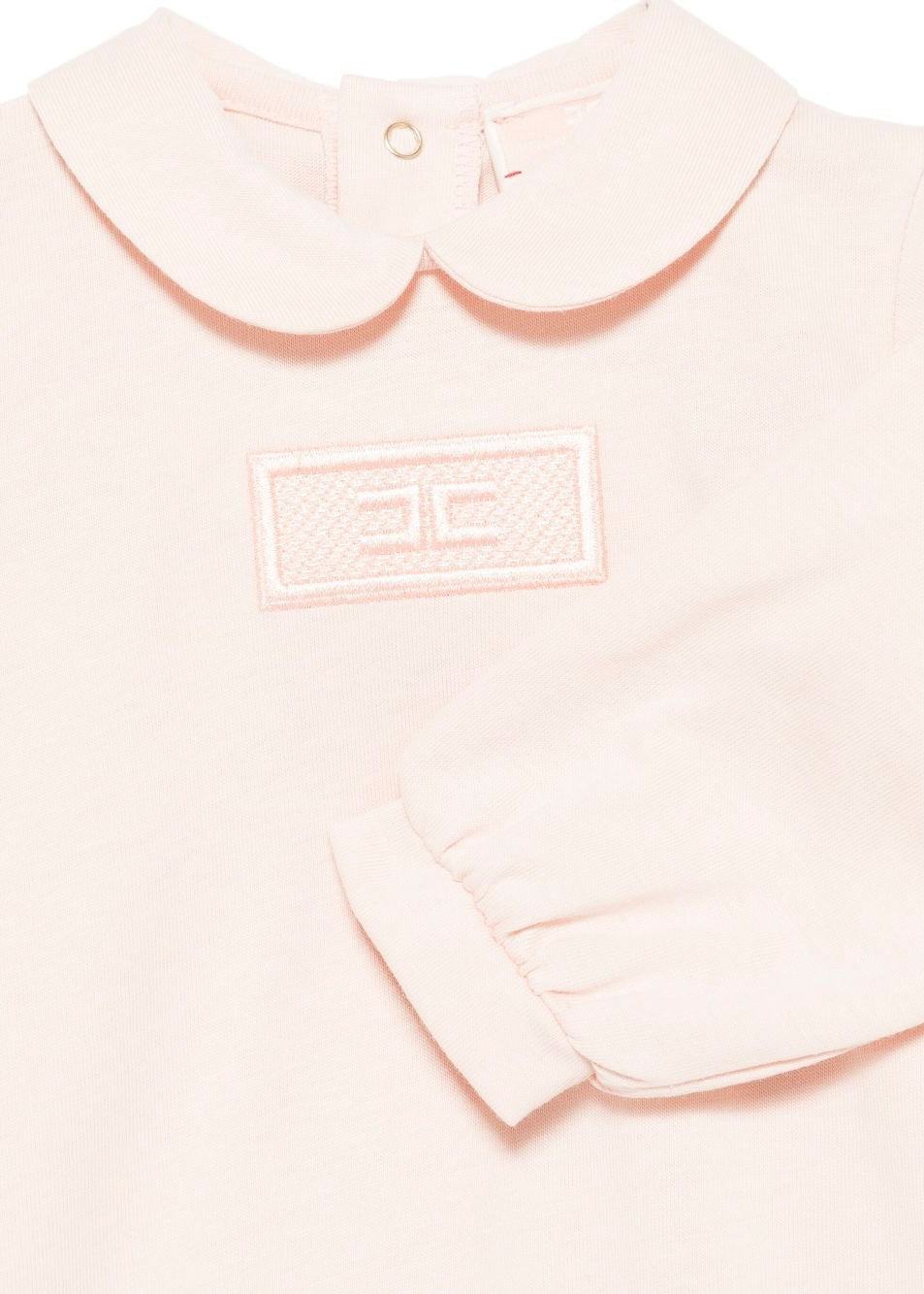 Elisabetta Franchi My Little Girl Pink Romper with Logo Embroidery for Newborns