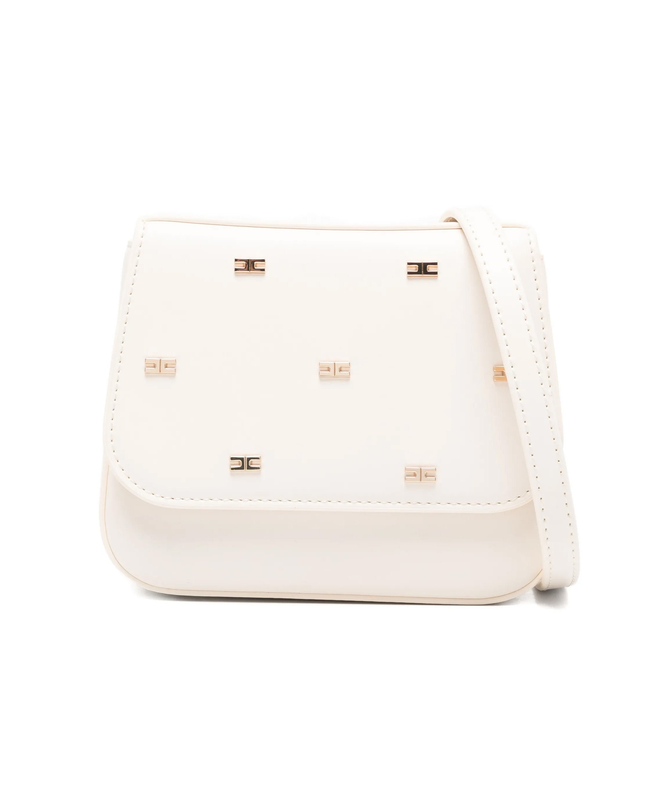 Elisabetta Franchi La Mia Bambina Borsetta a Tracolla Avorio con Applizazioni Mini Loghi per Bambine