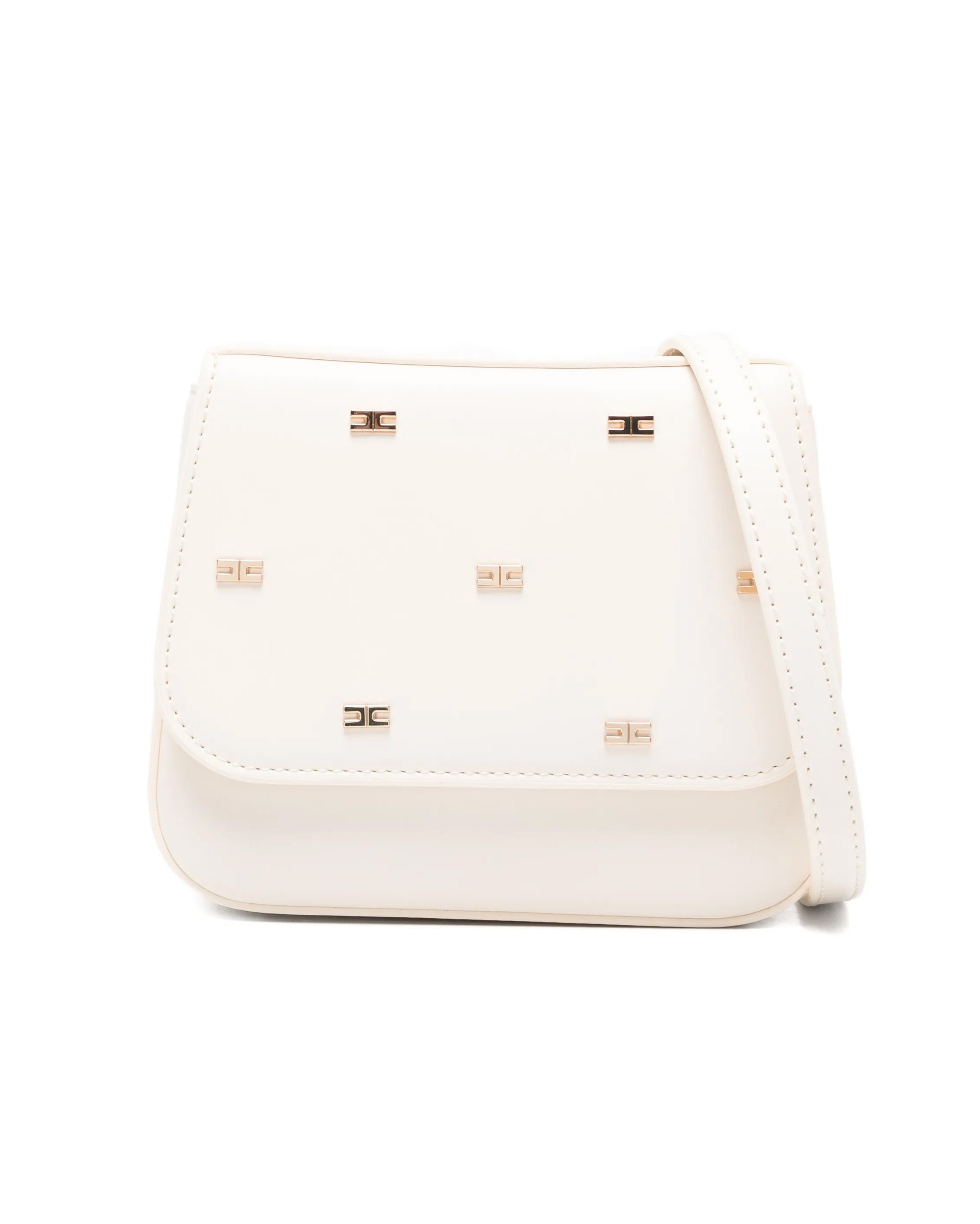 Elisabetta Franchi La Mia Bambina Borsetta a Tracolla Avorio con Applizazioni Mini Loghi per Bambine