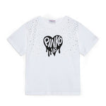 Pinko Kids T-shirt Bianca con Logo e Strass