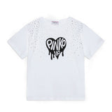 Pinko Kids T-shirt Bianca con Logo e Strass