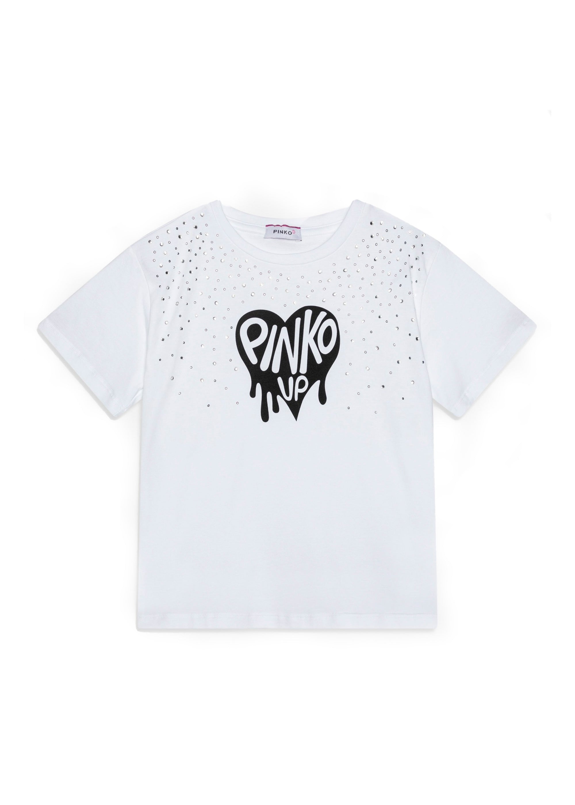 Pinko Kids T-shirt Bianca con Logo e Strass