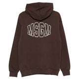 MSGM Kids Felpa con Cappuccio Caffè con Logo Lettering Unisex