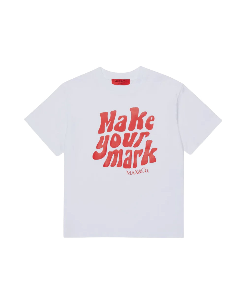 Max&Co Kids T-shirt Bianca con Stampa Lettering Rossa per Bambine