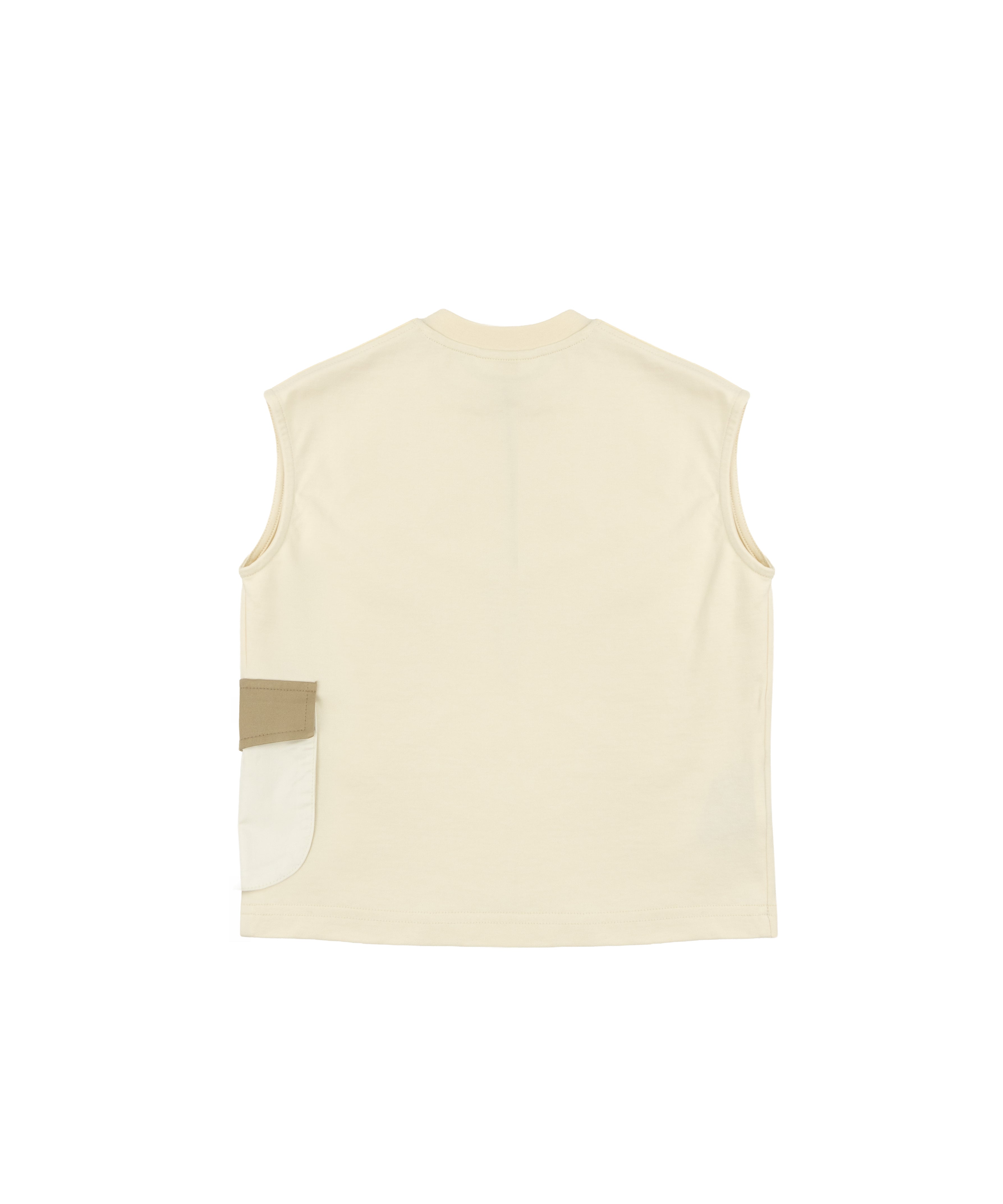 Yes London Kids Canotta Beige con Tascone con Logo per Bambini