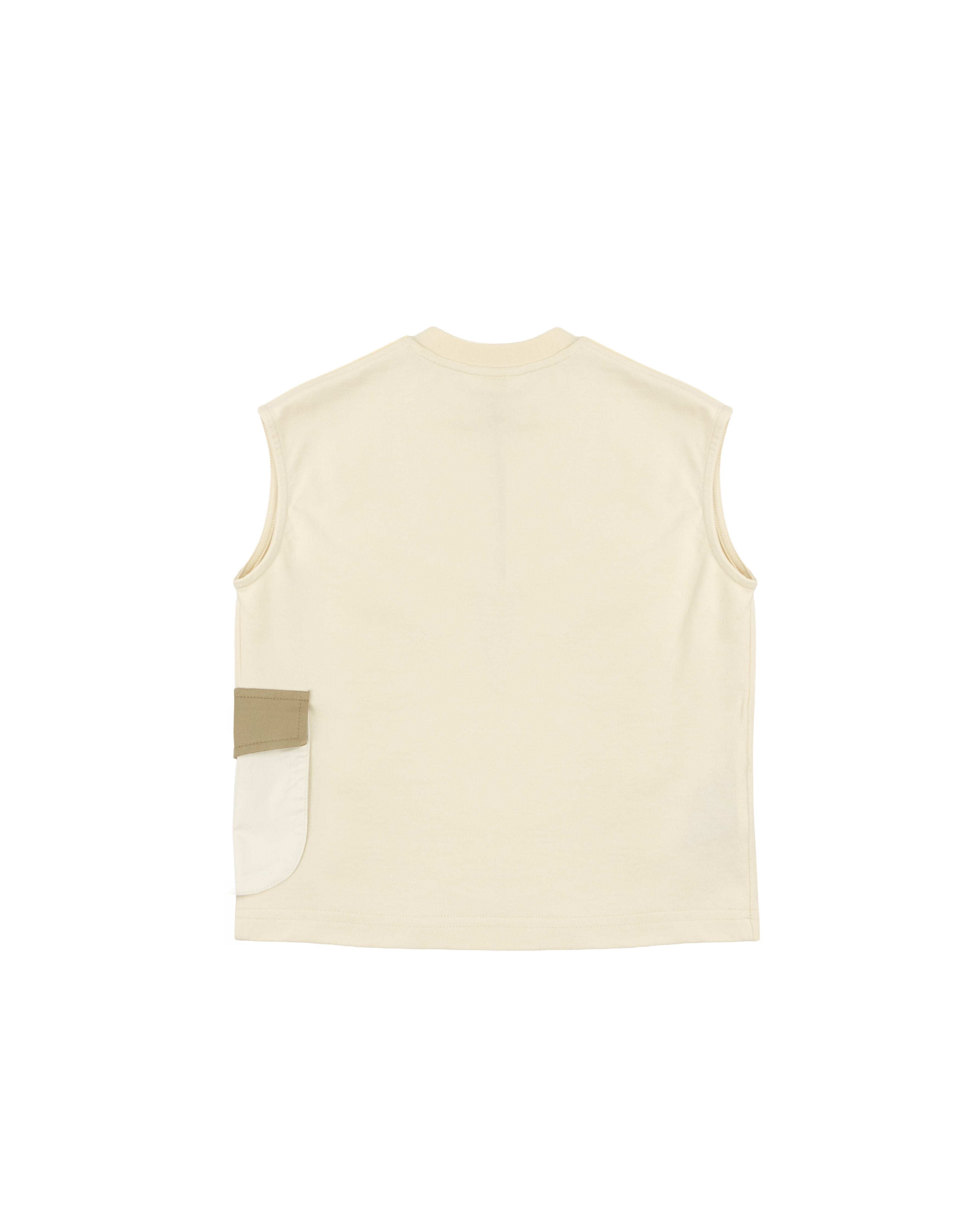 Yes London Kids Canotta Beige con Tascone con Logo per Bambini