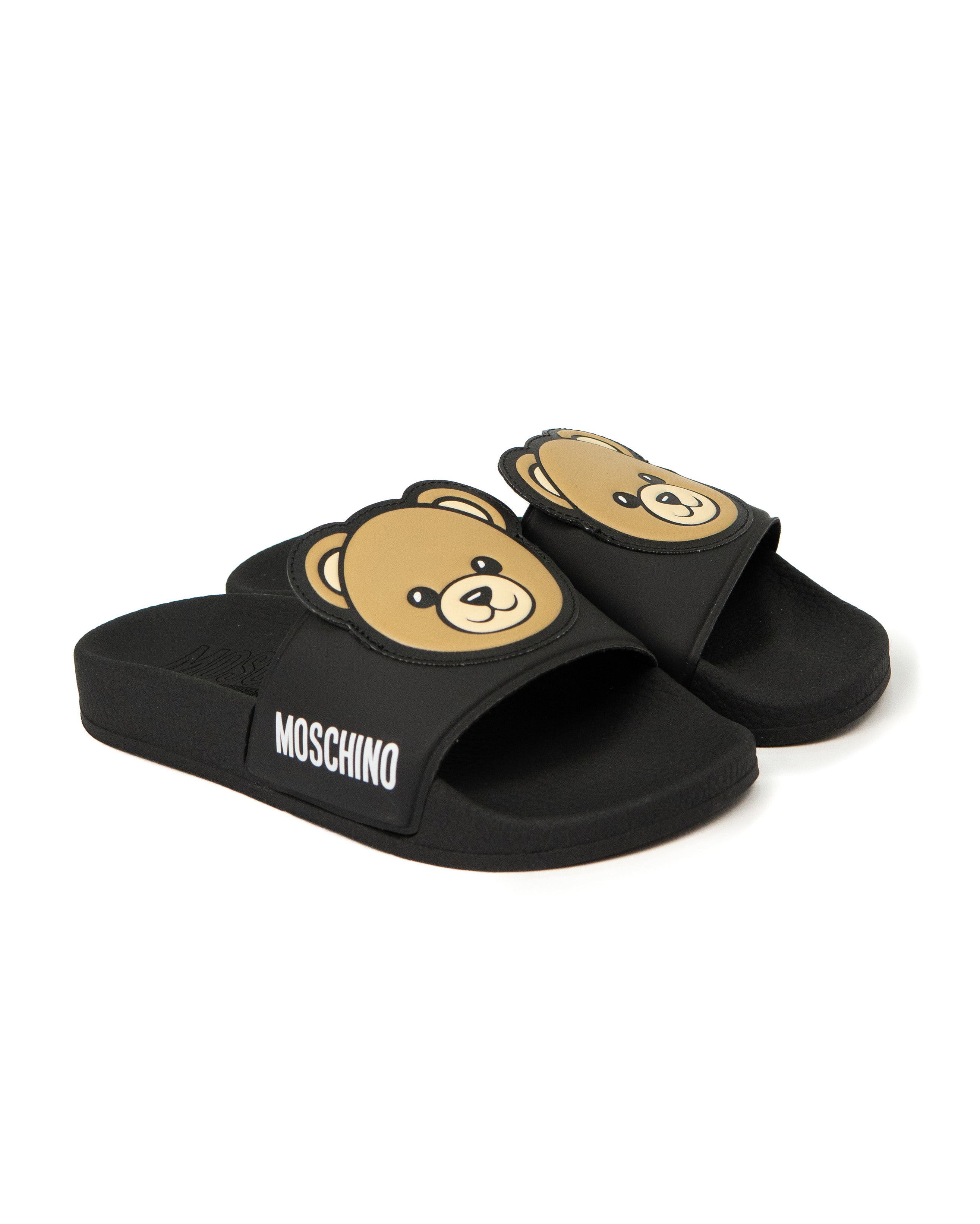 Moschino Kids Ciabatta Nero con Teddy per Bambini