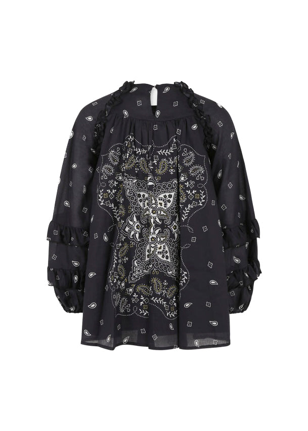 Pinko Kids Abito Nero con Stampa Bandana per Bambine