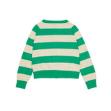 Max & co Cardigan in Maglia a Righe Verde con Bottoni e con Logo a Contrasto Ricamato per Bambine