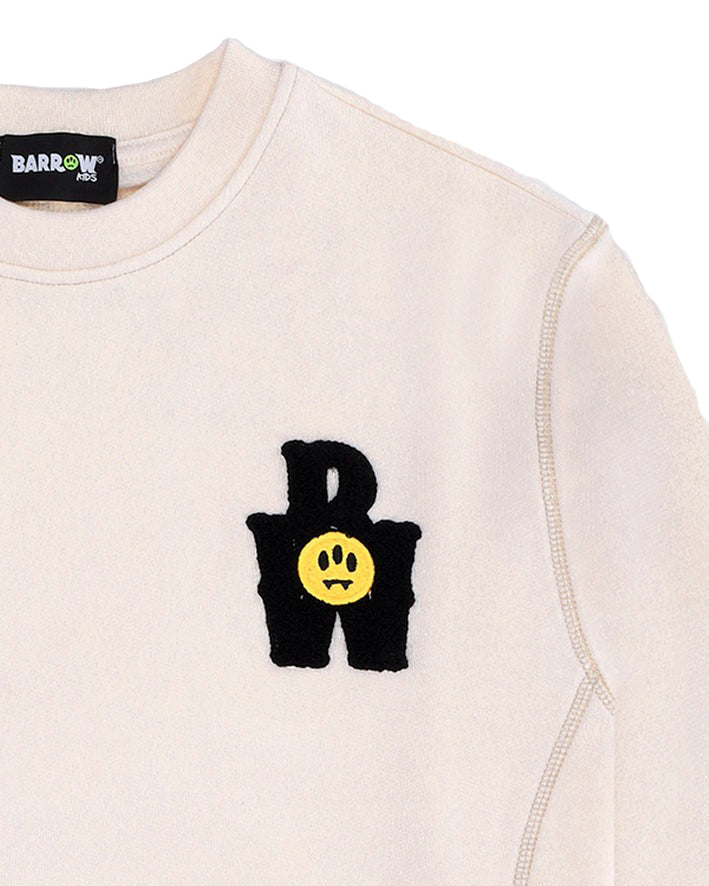 Barrow Kids Felpa Girocollo Crema Stampa Retro per Bambini