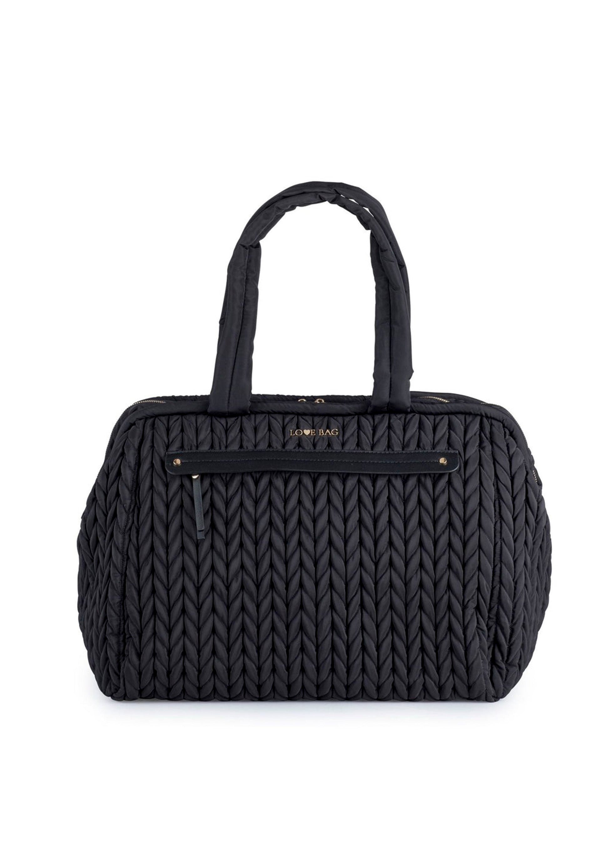 Love Bag Borsa Mamma Ovale Nera Intrecciata