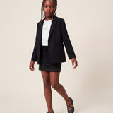 Patrizia Pepe Kids White T-Shirt with Black Rhinestones for Girls