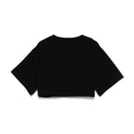 Moschino Kids T-shirt Nera Crop con Logo Borchiato per Bambine (retro)