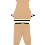 BOSS Kids Completo 3 Pezzi Beige con Giacca, Pantaloni e T-shirt con Logo per Neonati