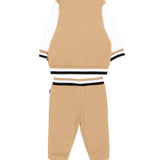 BOSS Kids Completo 3 Pezzi Beige con Giacca, Pantaloni e T-shirt con Logo per Neonati
