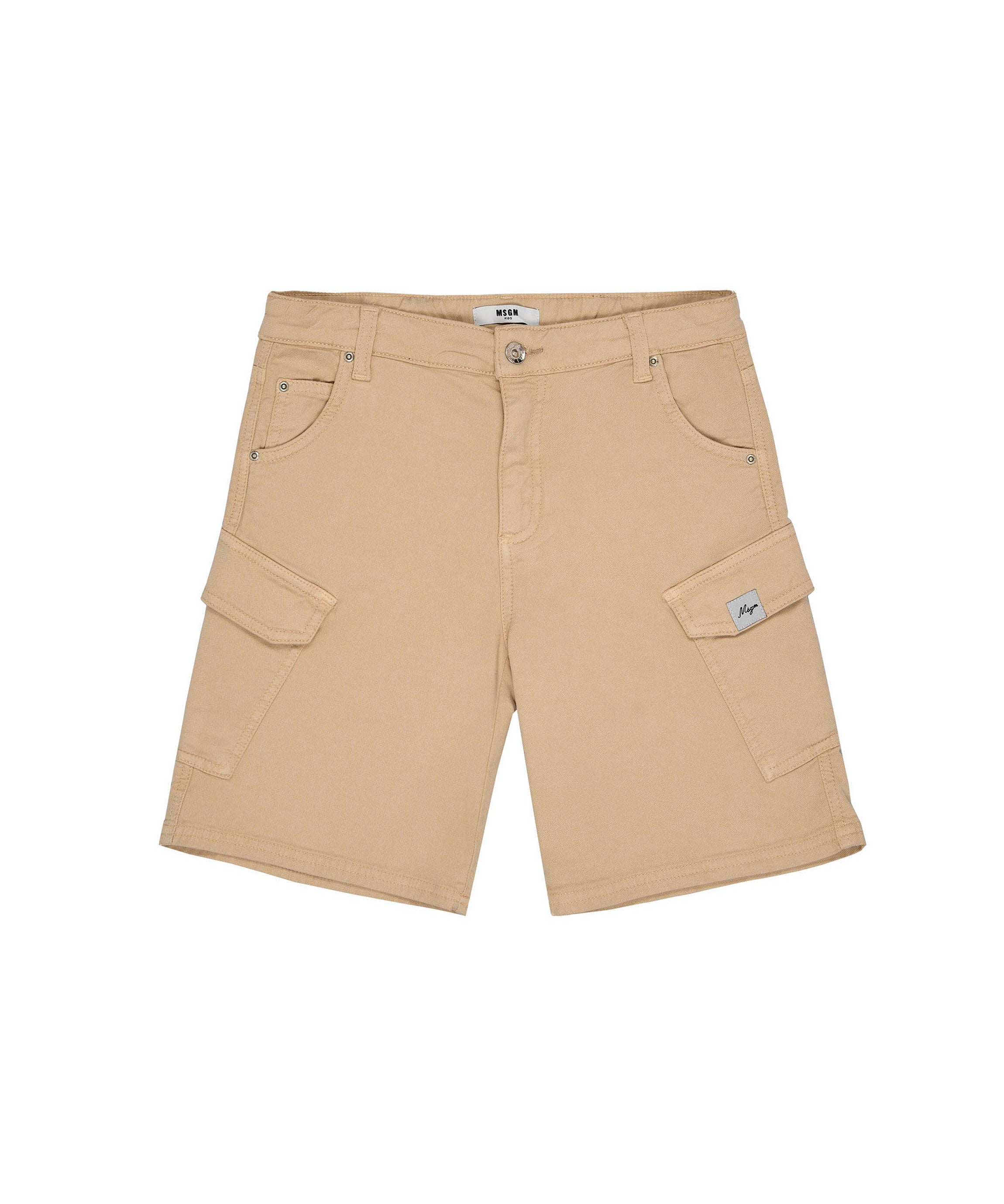 MSGM Kids Bermuda Beige con Tasconi per Bambini fronte