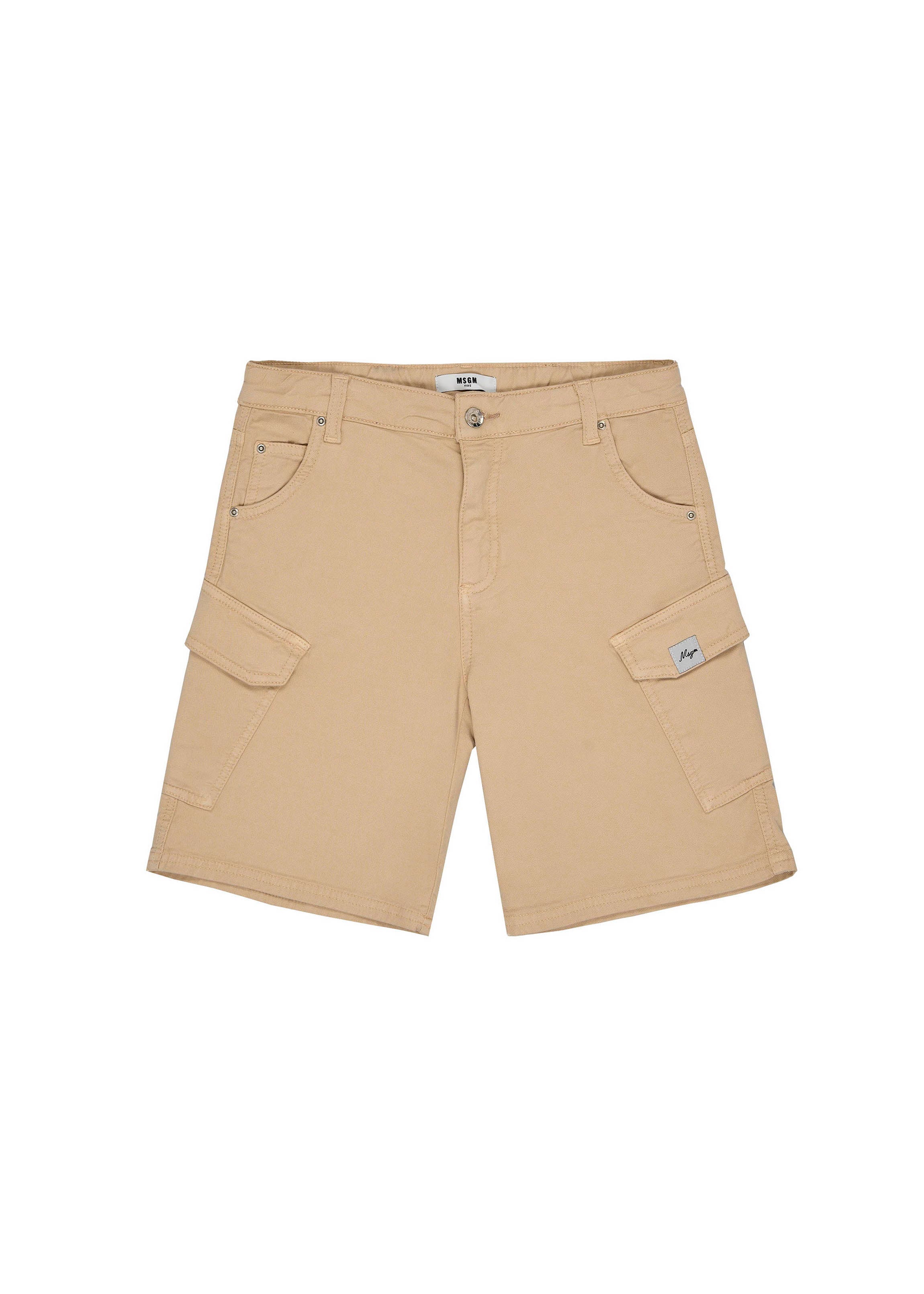 MSGM Kids Bermuda Beige con Tasconi per Bambini fronte