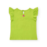 Tuc Tuc T-shirt Verde con Ricamo e Strass per Neonate