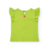 Tuc Tuc T-shirt Verde con Ricamo e Strass per Neonate