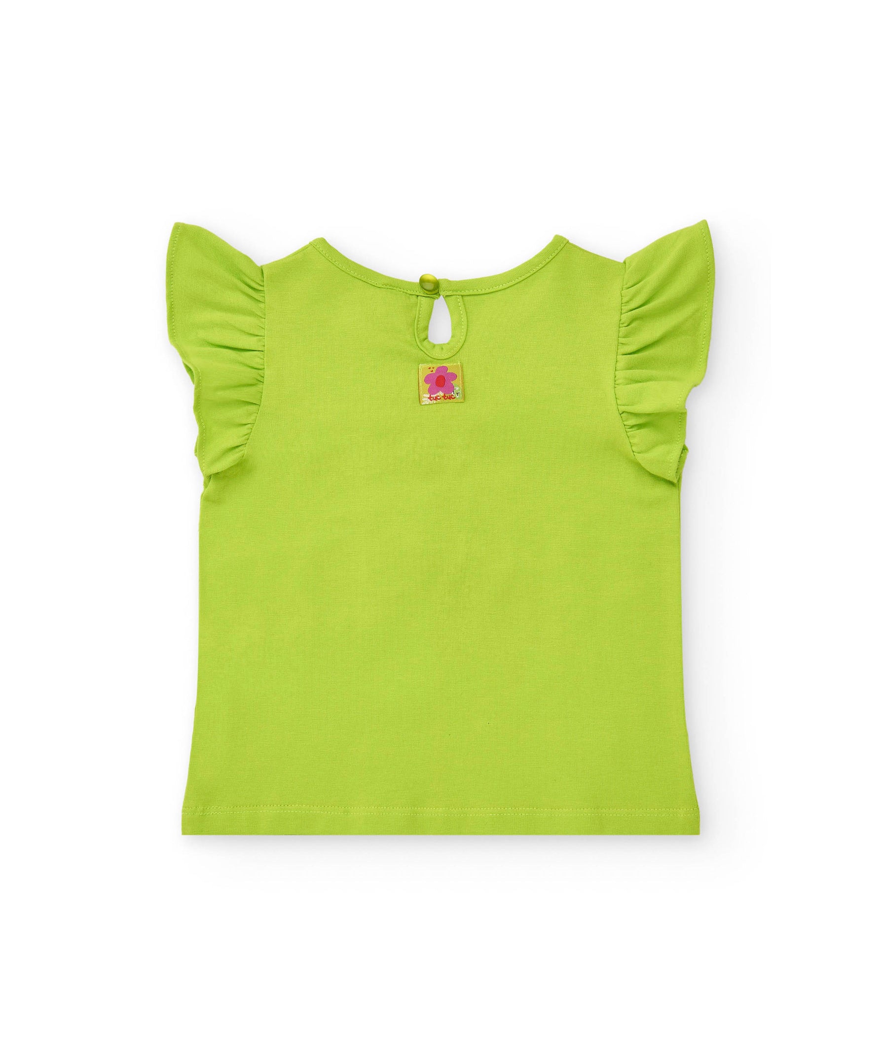 Tuc Tuc T-shirt Verde con Ricamo e Strass per Neonate