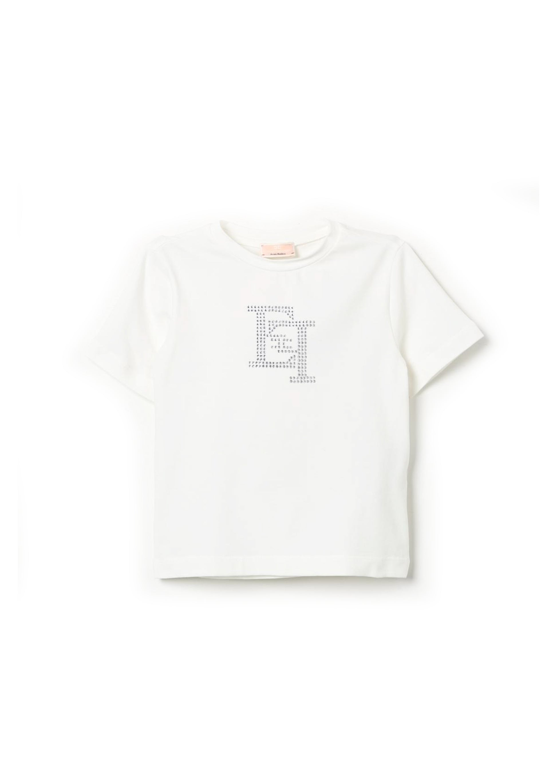 Elisabetta Franchi La Mia Bambina T-shirt Avorio con Applicazione Strass per Neonate