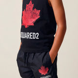Dsquared2 Kids Black Swimsuit with Logo Print for Children