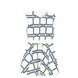 Elisabetta Franchi La Mia Bambina Abito Avorio con Motivo Catene Blu per Bambine