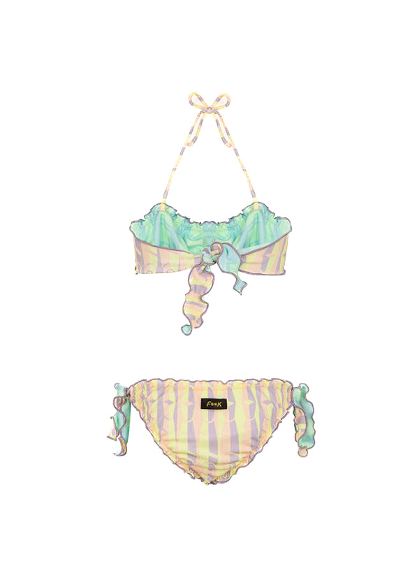 Effek Costume Bikini Fascia Multicolor Reversibile per Bambine