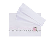 Marlù Lenzuolino Panna con Dettagli Rosa/Verde e Ricamo Fiore per Neonate