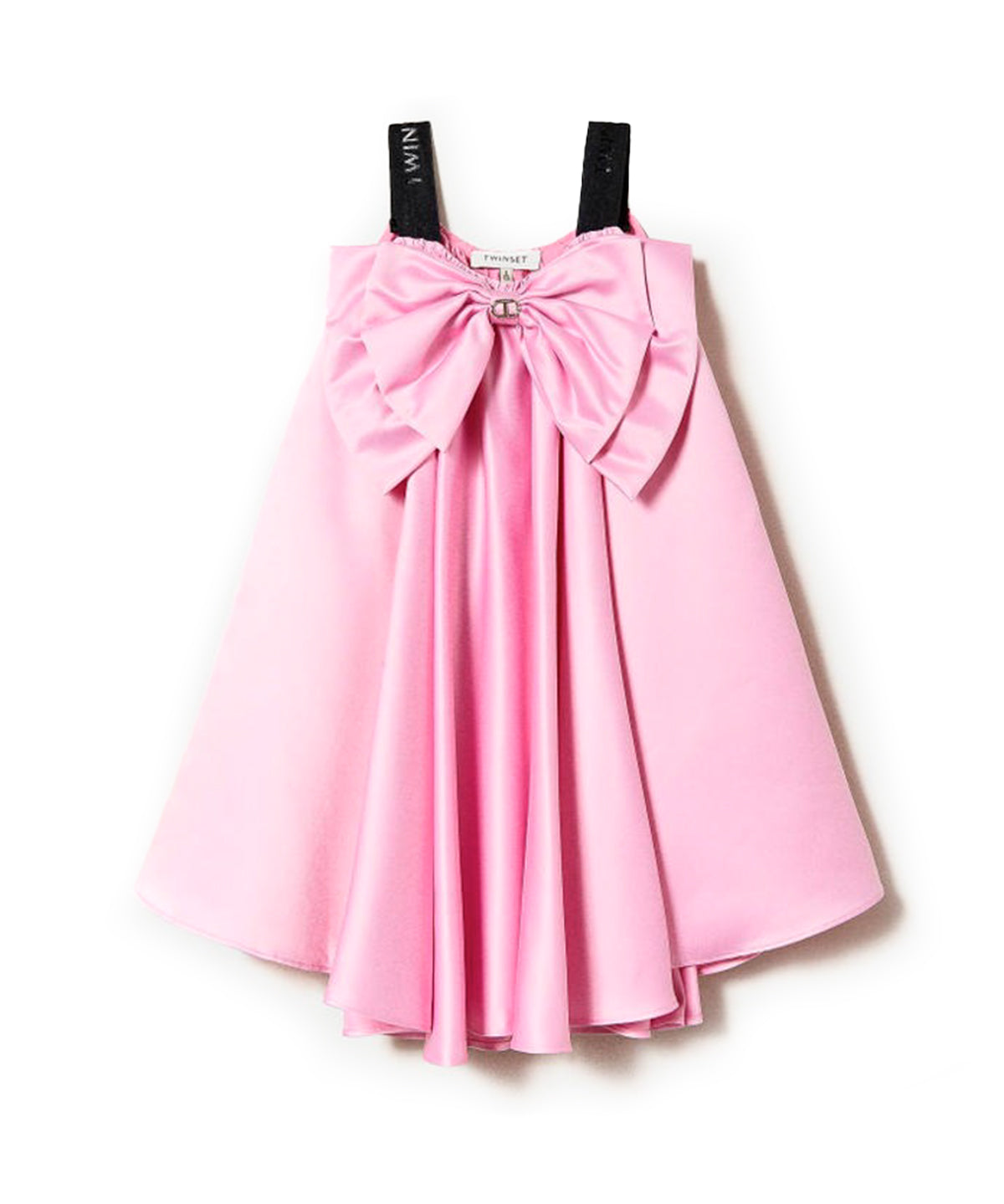 Twinset Kids Abito Rosa in Raso con Fiocco