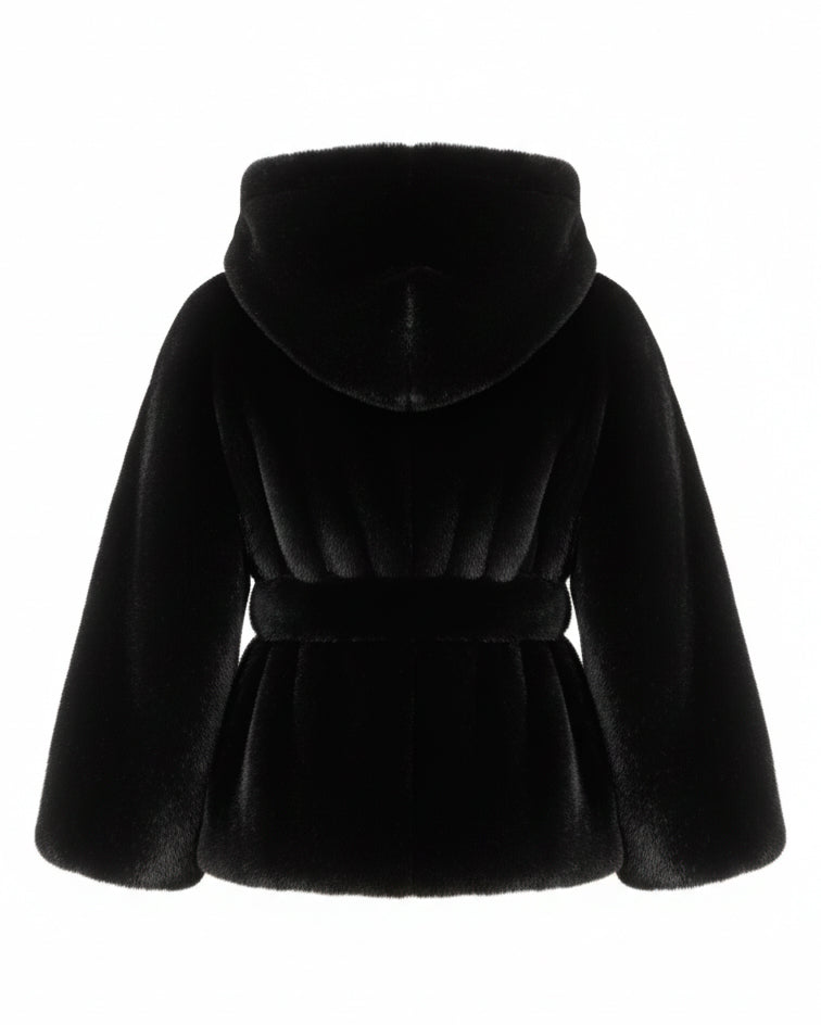 Yes London Kids Ecovisone Nero con Cappuccio per Bambine