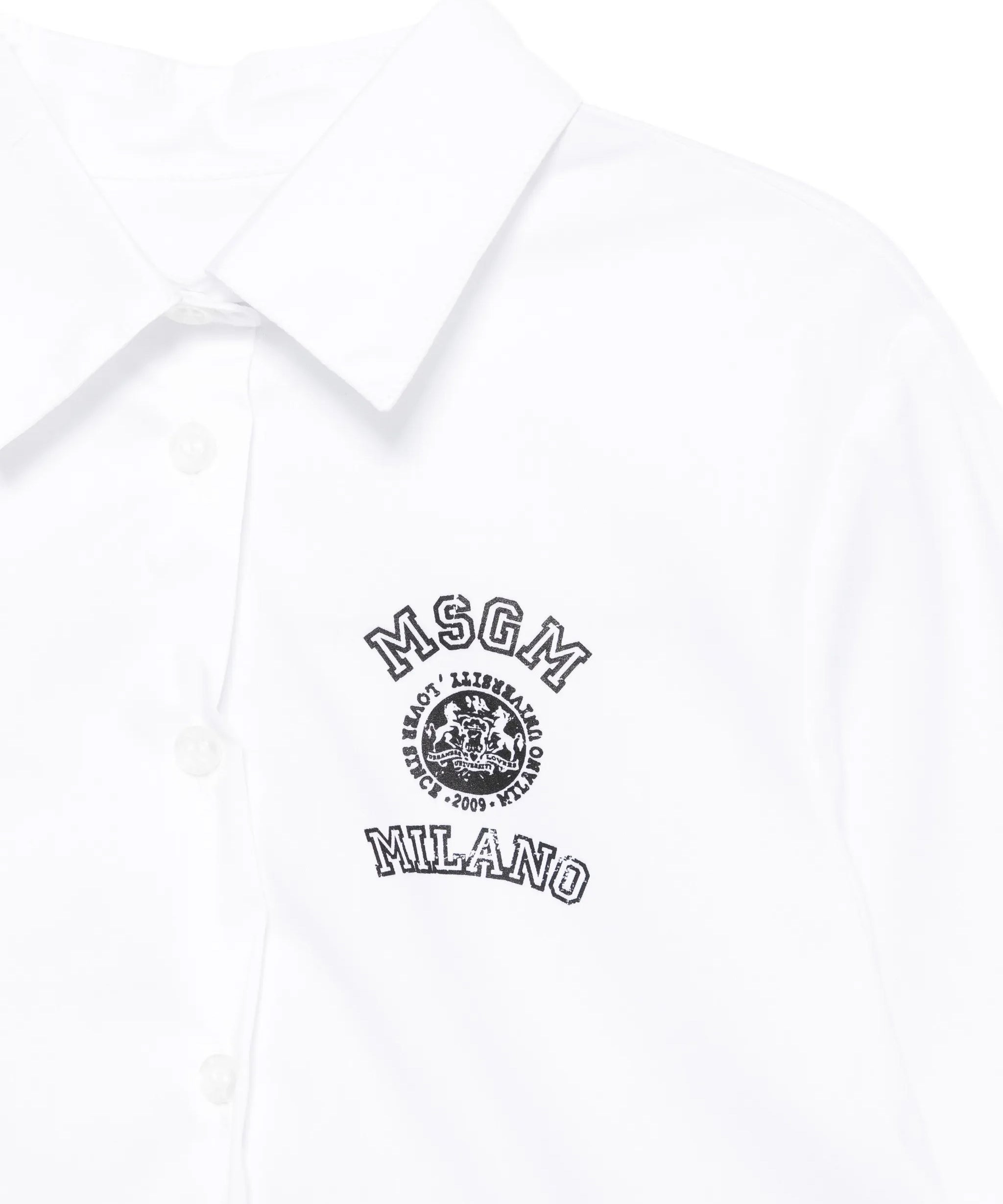 Msgm Kids Camicia Crop Bianco con Logo per Bambine