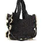 Msgm Kids Borsa Nero in Rafia con Ricamo Logo per Bambine