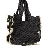 Msgm Kids Borsa Nero in Rafia con Ricamo Logo per Bambine