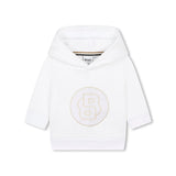 Boss Kids Felpa Bianca con Cappuccio con Patch B per Neonati