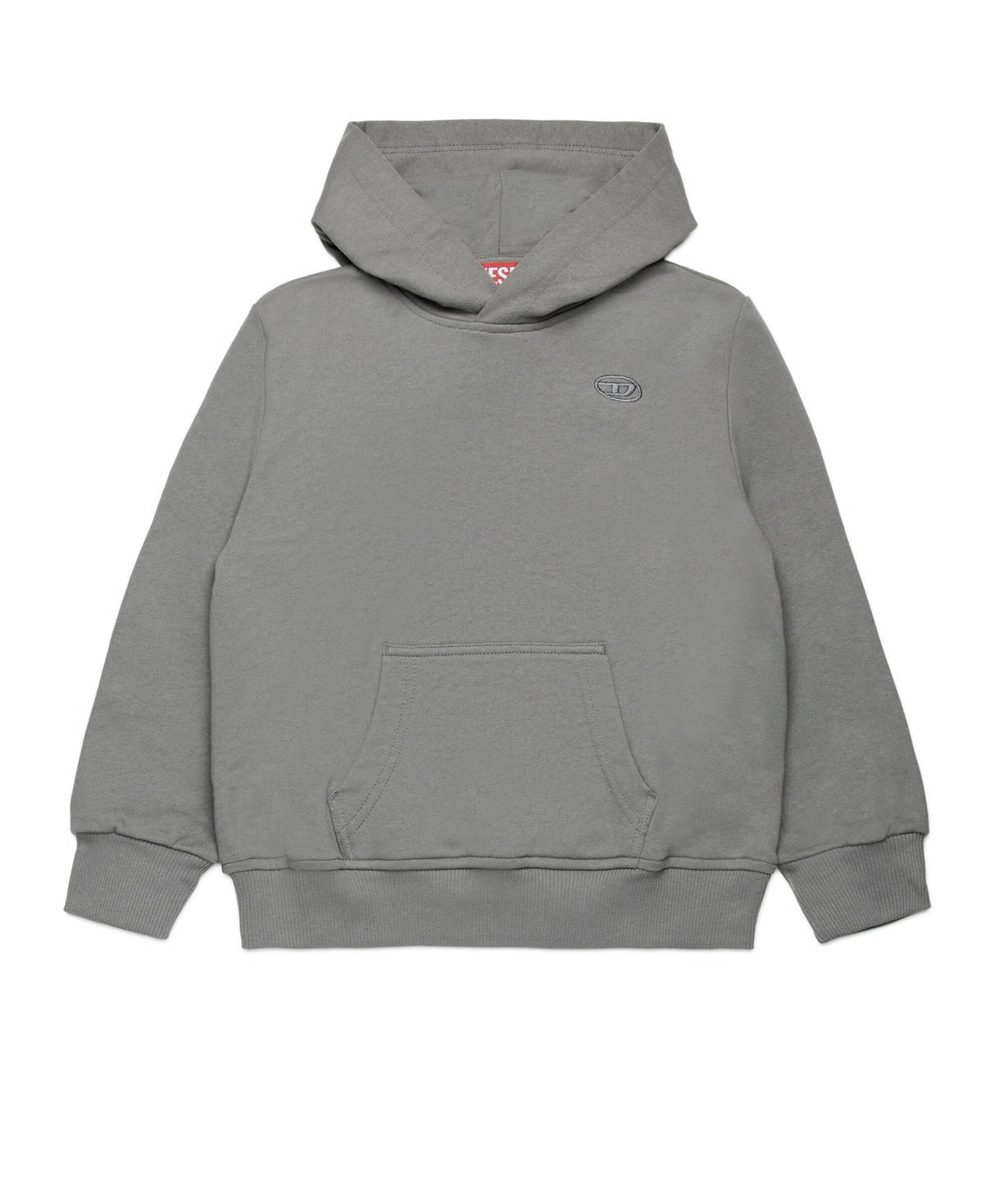 Diesel Kids Felpa Grigia con Cappuccio con Macro D per Bambini
